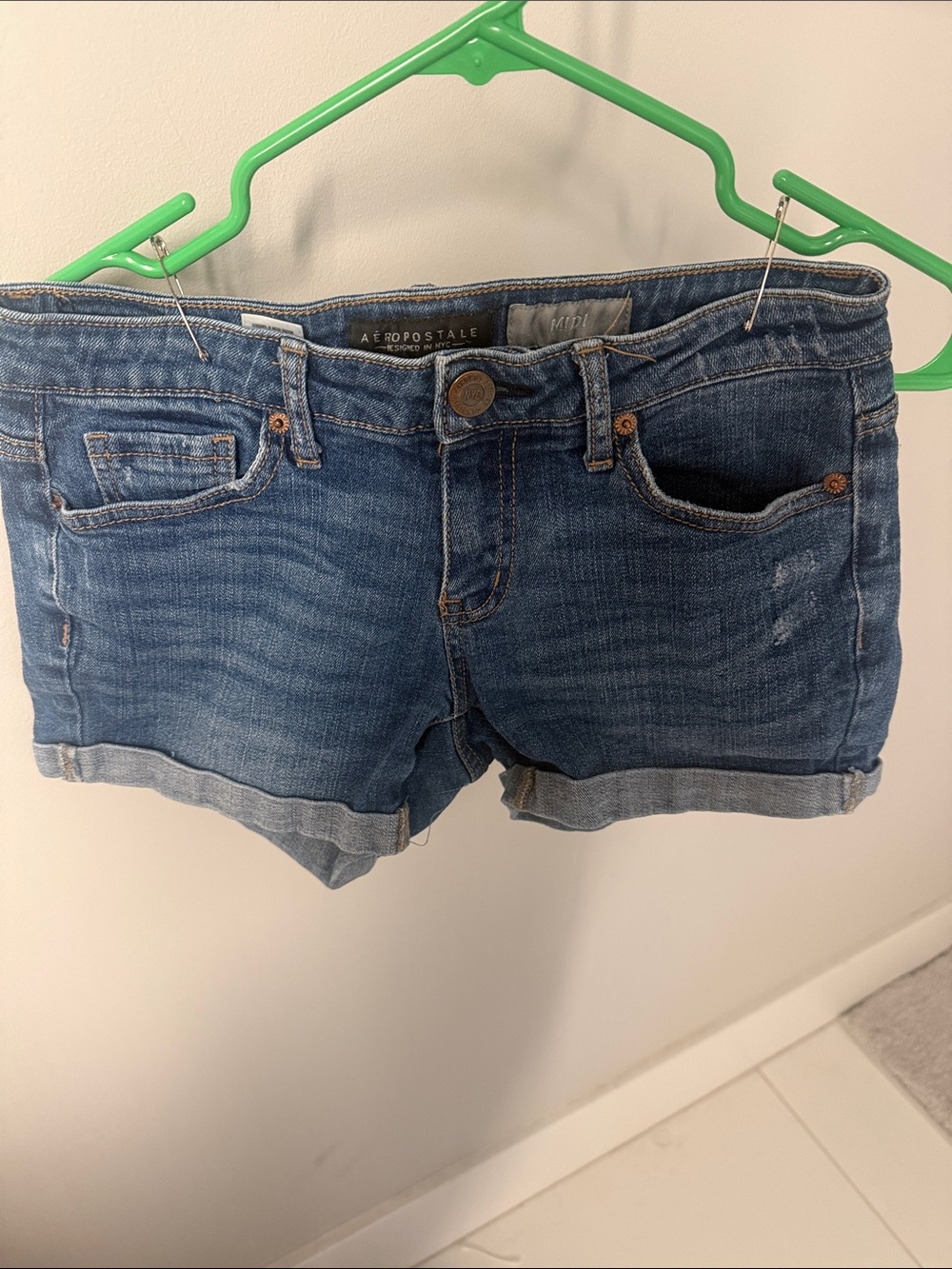 Aeropostale Classic Blue Roll-Hem Denim Shorts